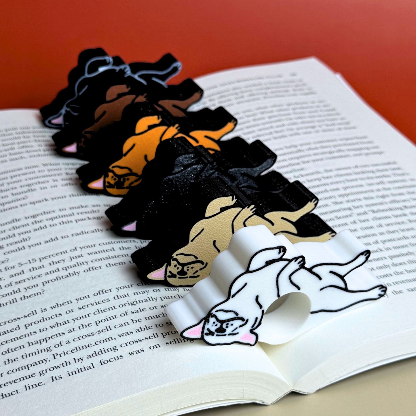 Adorable Bulldog and Pug Book Page Holder Ring