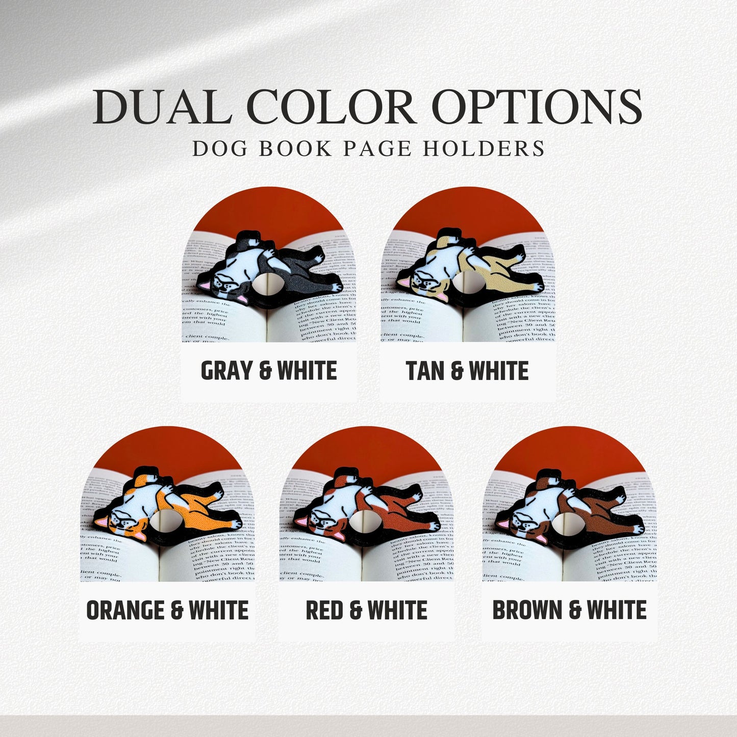 Adorable Bulldog and Pug Book Page Holder Ring