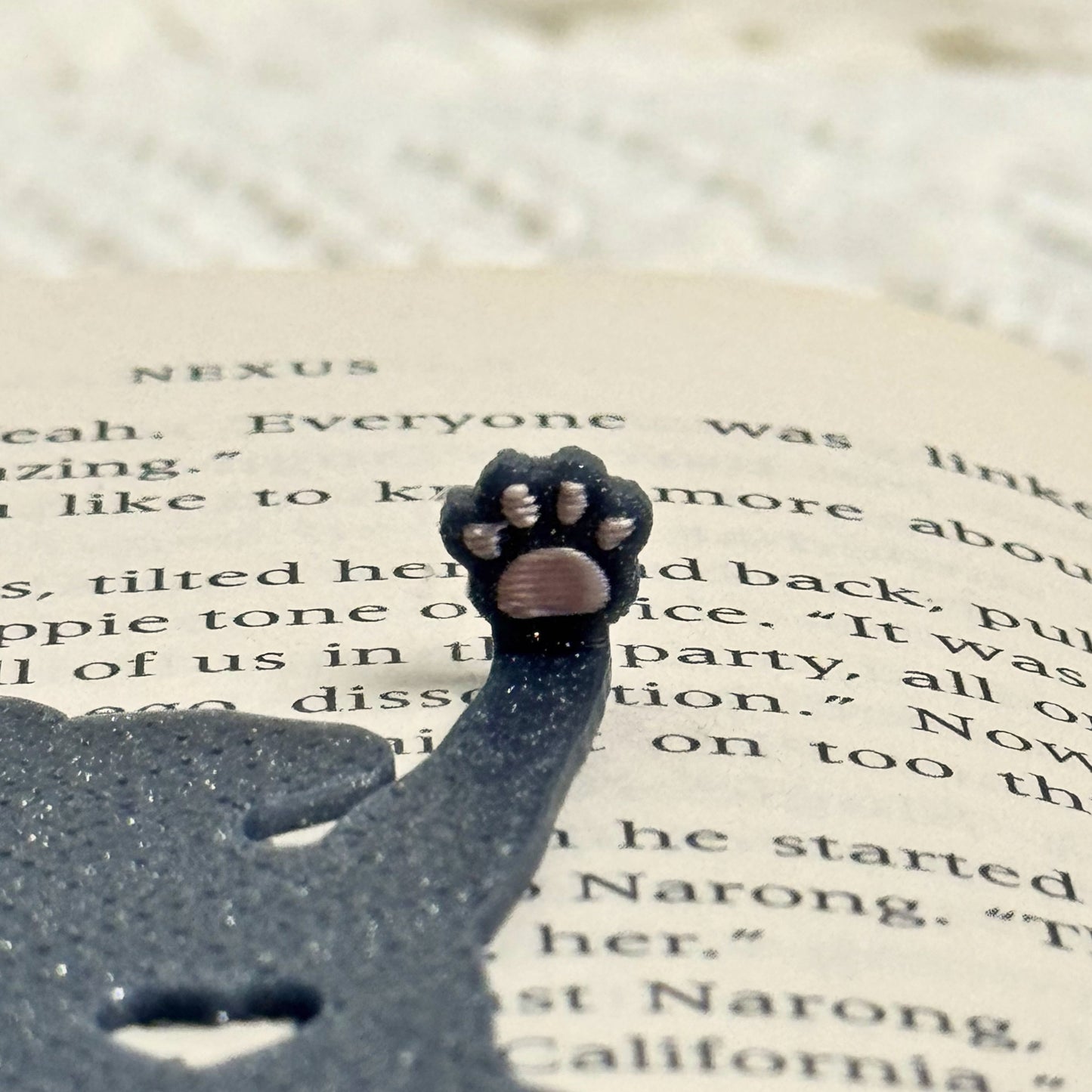 Cat Hanging by Paw Fun Bookmark with Cute Toe Beans