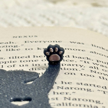 Cat Hanging by Paw Fun Bookmark with Cute Toe Beans