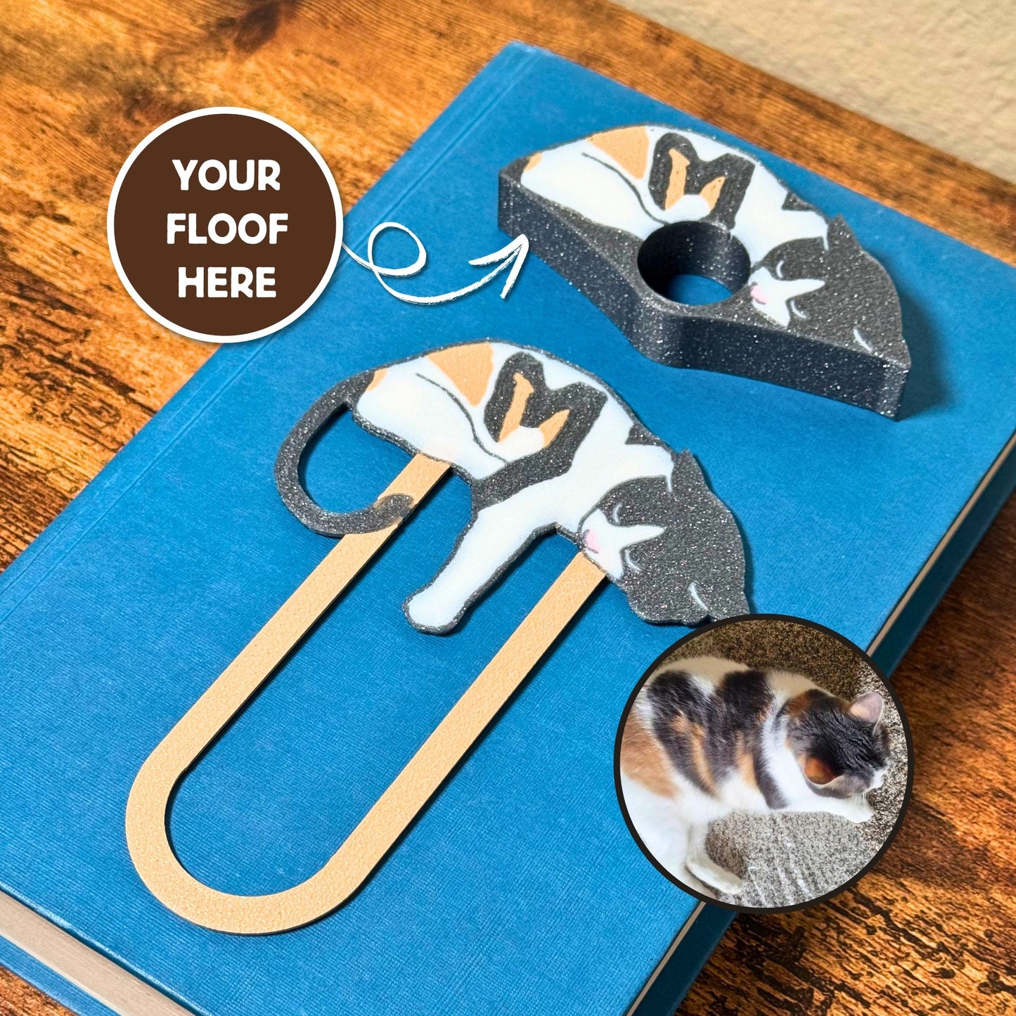 Custom Sleepy Cat Book Page Holder