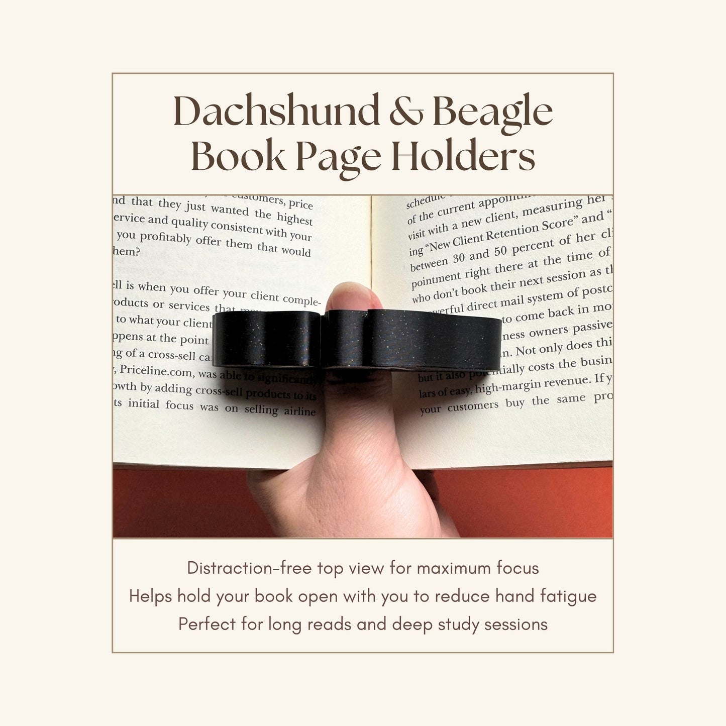 Adorable Dachshund or Beagle Dog Book Page Holder Ring