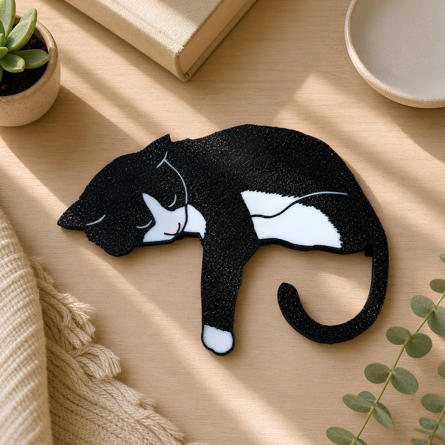 Tuxedo Cat Shelf Pet | Black and White Cat Lover Gift