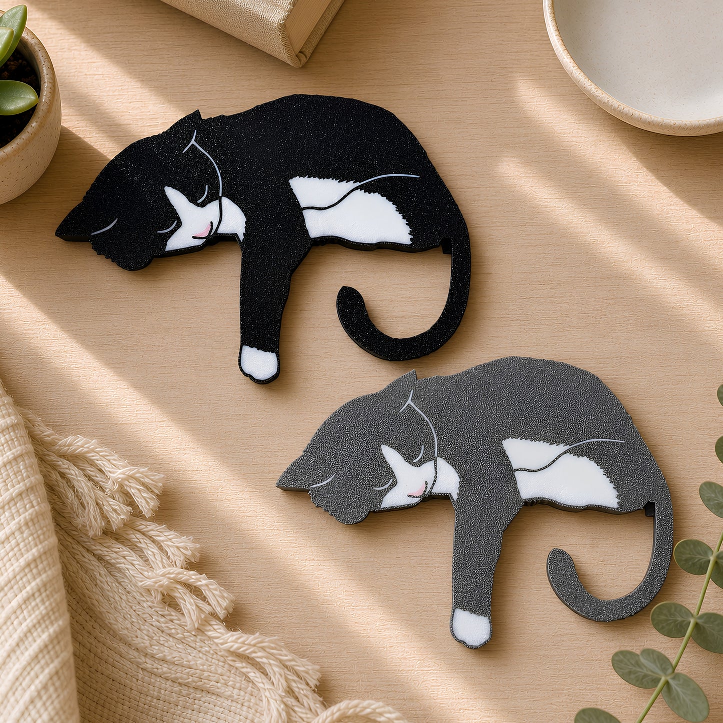 Tuxedo Cat Shelf Pet | Black and White Cat Lover Gift