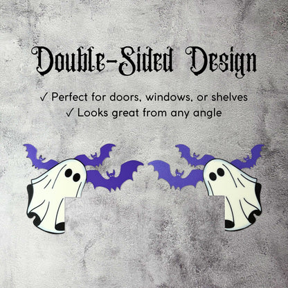 Ghost Bat Halloween Door Corner Sign