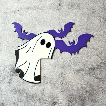 Ghost Bat Halloween Door Corner Sign