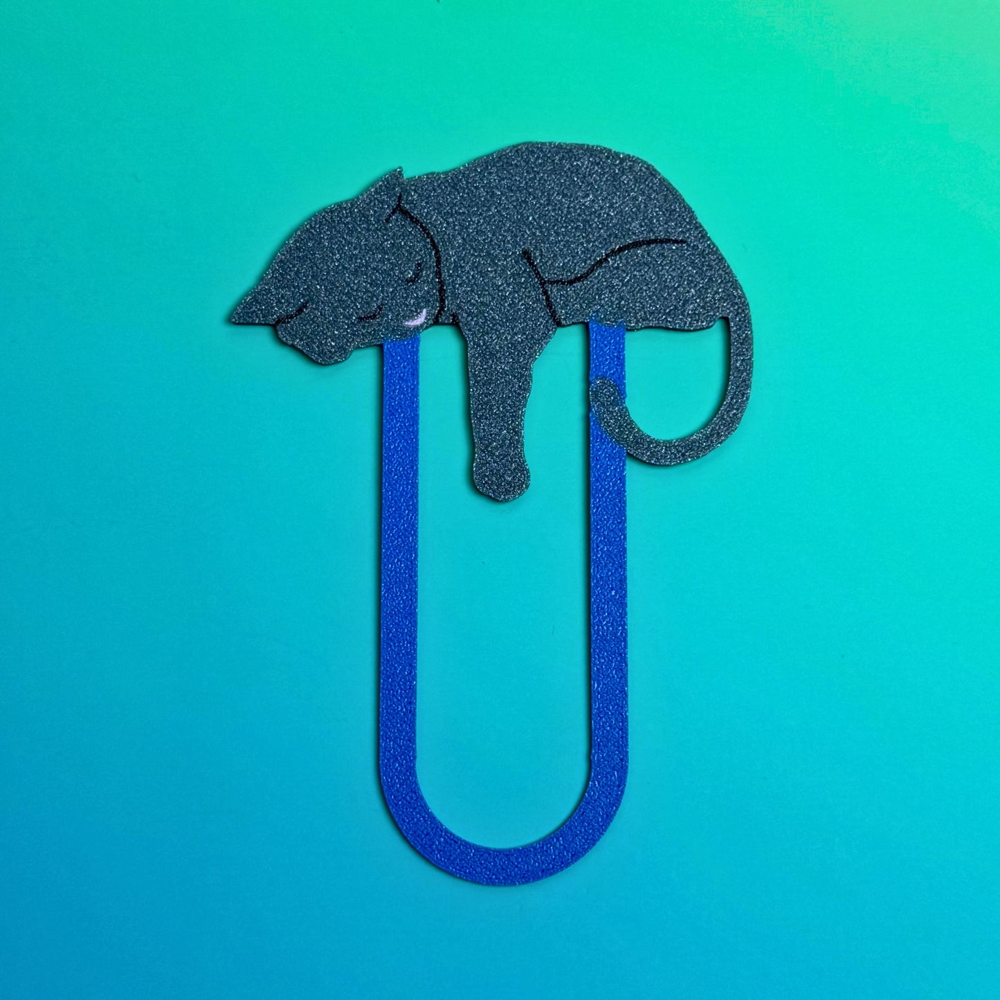 Adorable Sleepy Gray Cat Bookmark - Flexible Paperclip Design