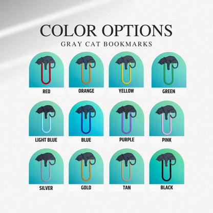 Adorable Sleepy Gray Cat Bookmark - Flexible Paperclip Design