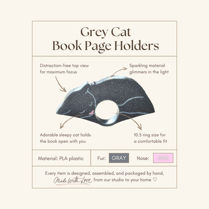Gray Cat Book Page Holder | Book Lover Gift
