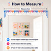 How to measure infographic for the paint drip door topper, measure across the top trim, not the door opening