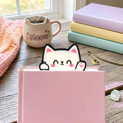 Cute Kawaii Kitty Cat Bookmark - Flexible Paperclip Design