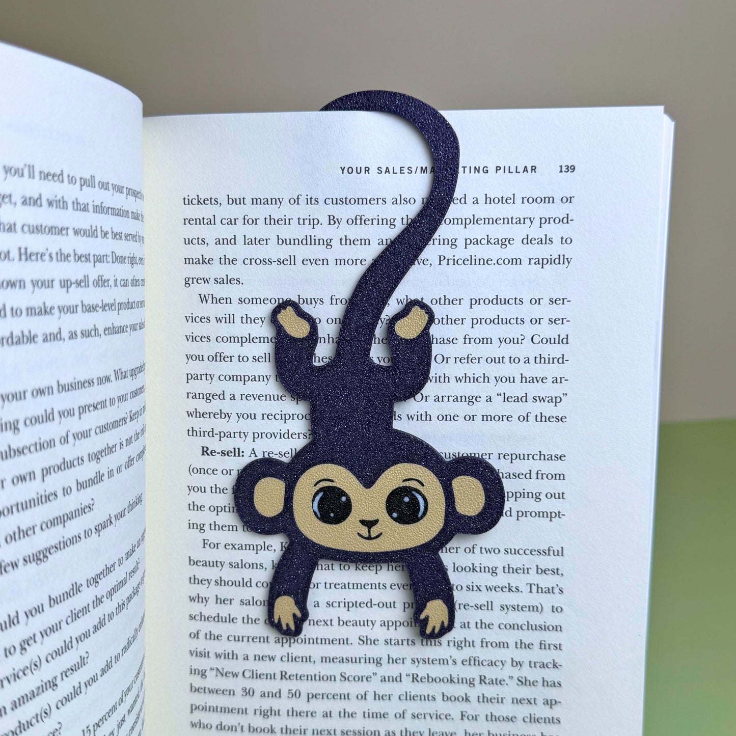 Fun Monkey Hanging from Tail Bookmark - Animal Gift for Readers