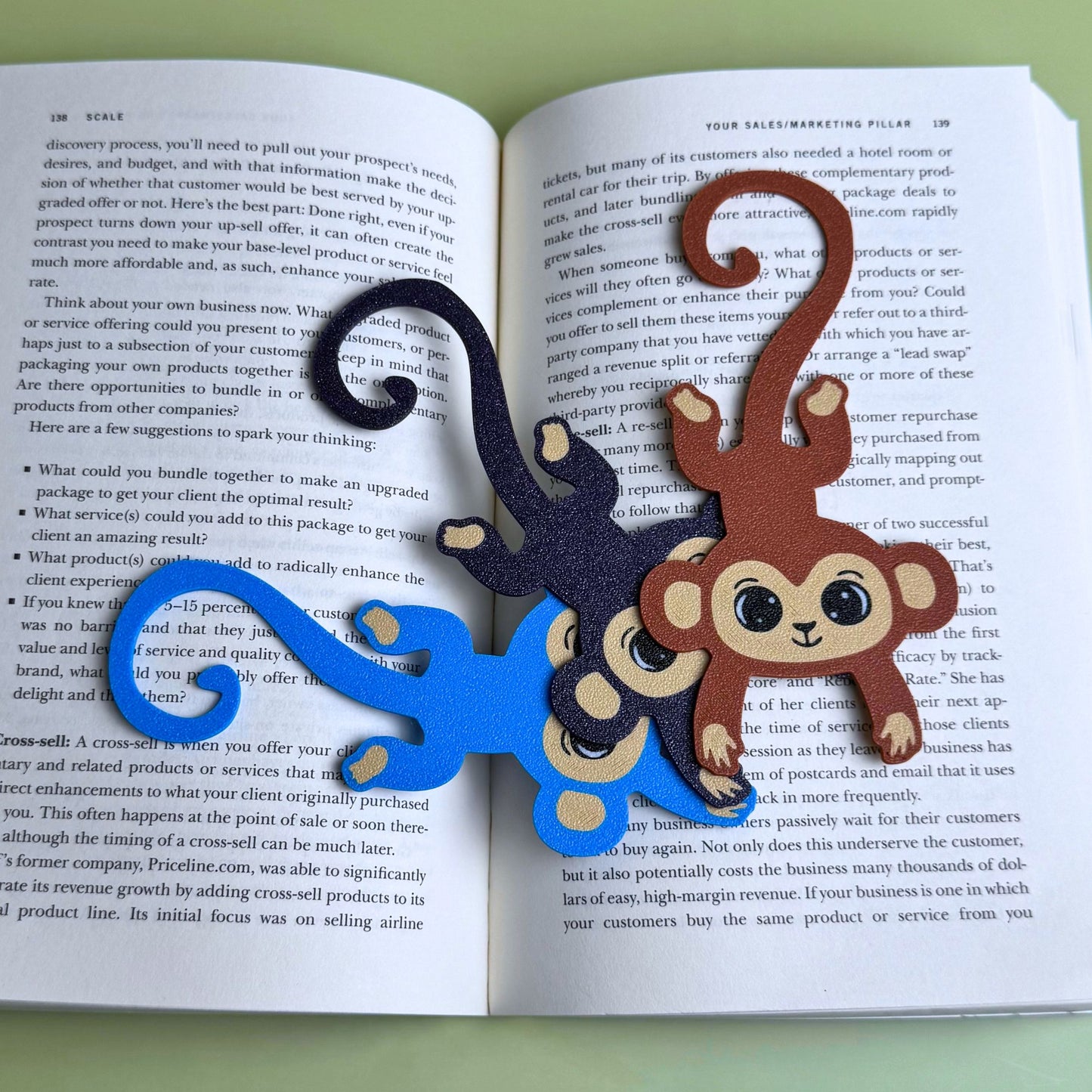 Fun Monkey Hanging from Tail Bookmark - Animal Gift for Readers
