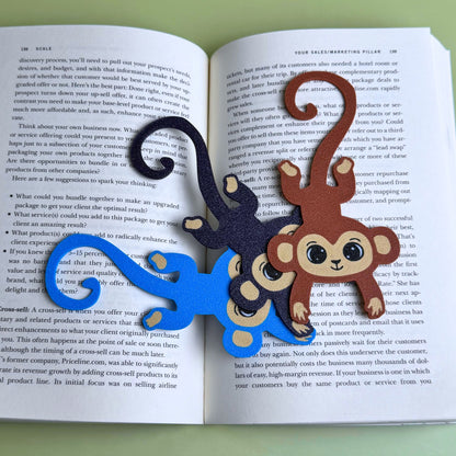 Fun Monkey Hanging from Tail Bookmark - Animal Gift for Readers