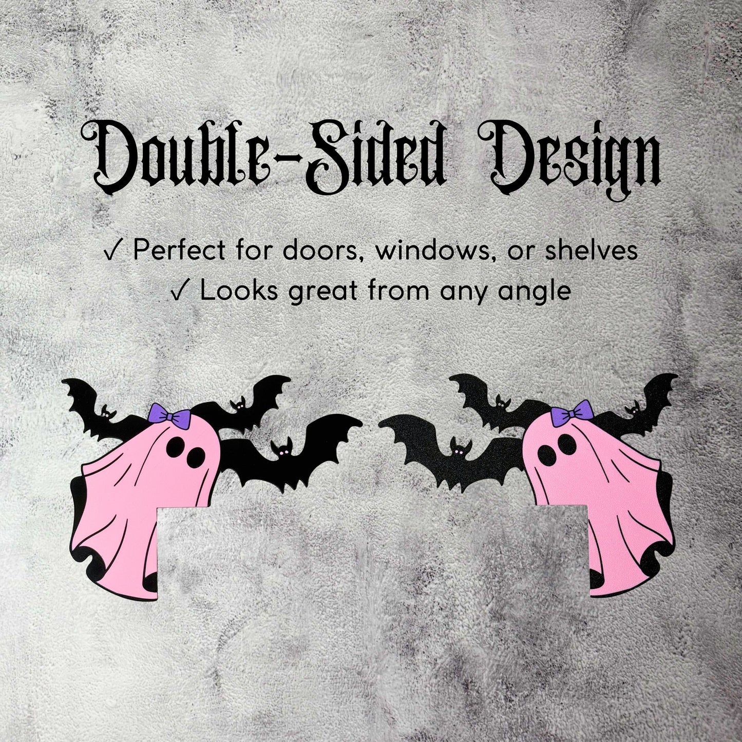 Pink Ghost Bat Halloween Door Corner Sign