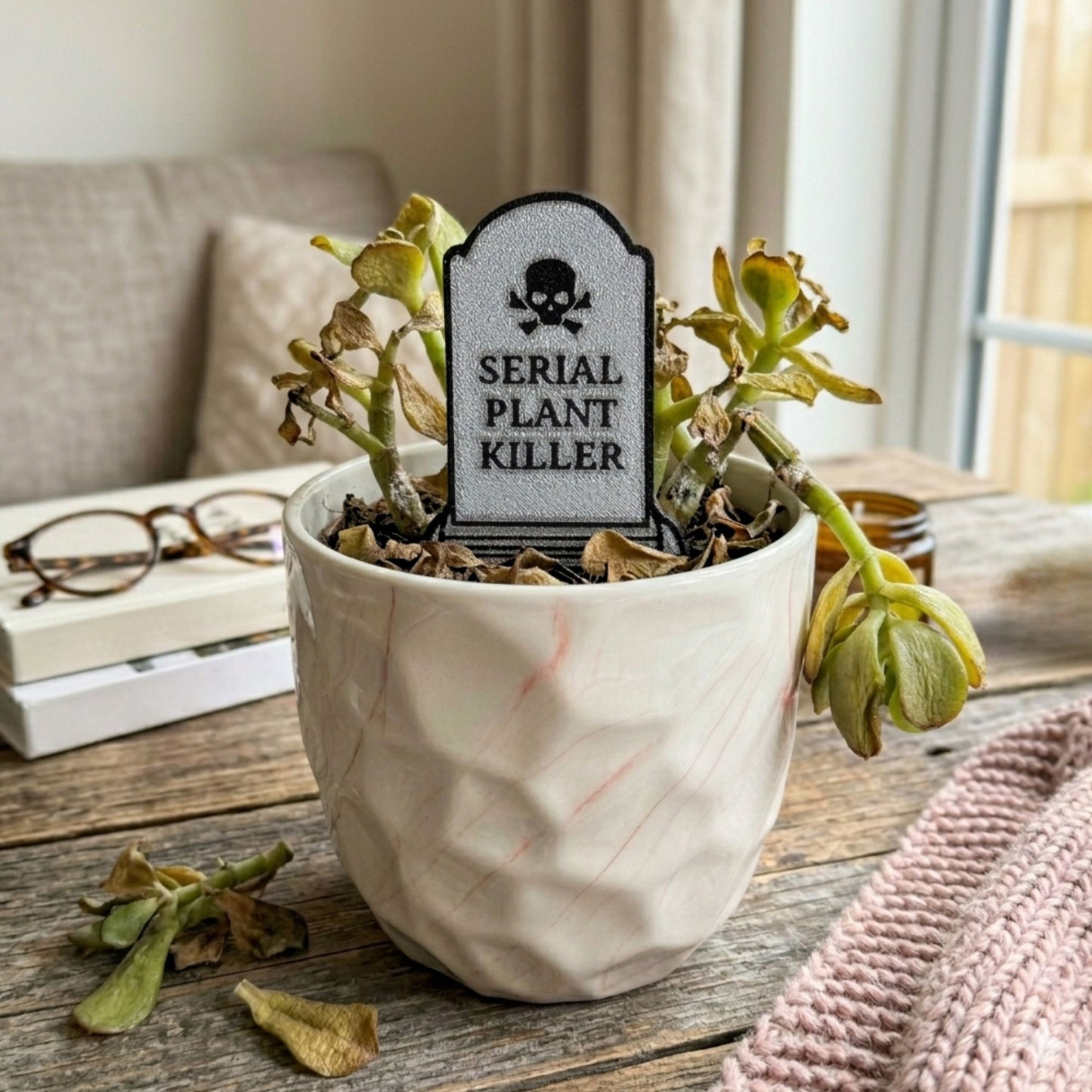 Serial Plant Killer Tombstone Funny Plant Stakes