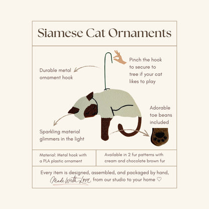 Siamese Cat Ornament with Adorable Toe Beans