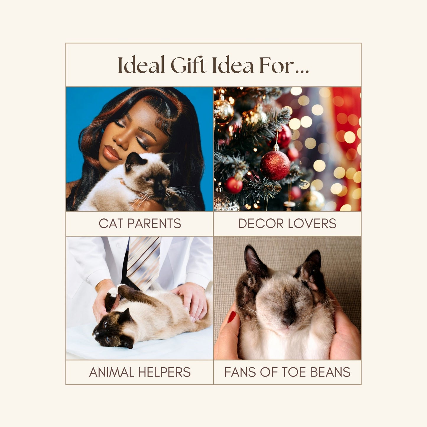 Siamese Cat Ornament with Adorable Toe Beans