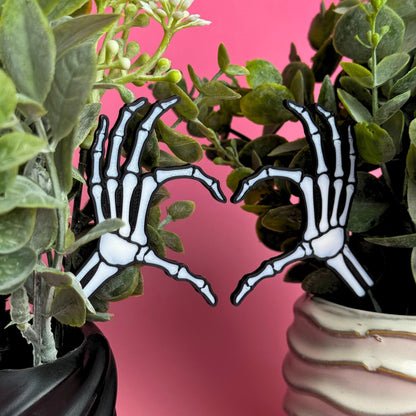 Skeleton Bone Heart Hands Plant Stakes for Houseplants