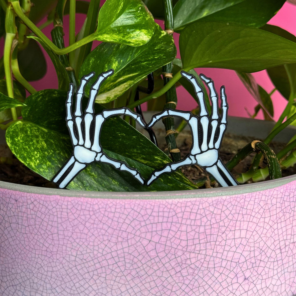 Skeleton Bone Heart Hands Plant Stakes for Houseplants