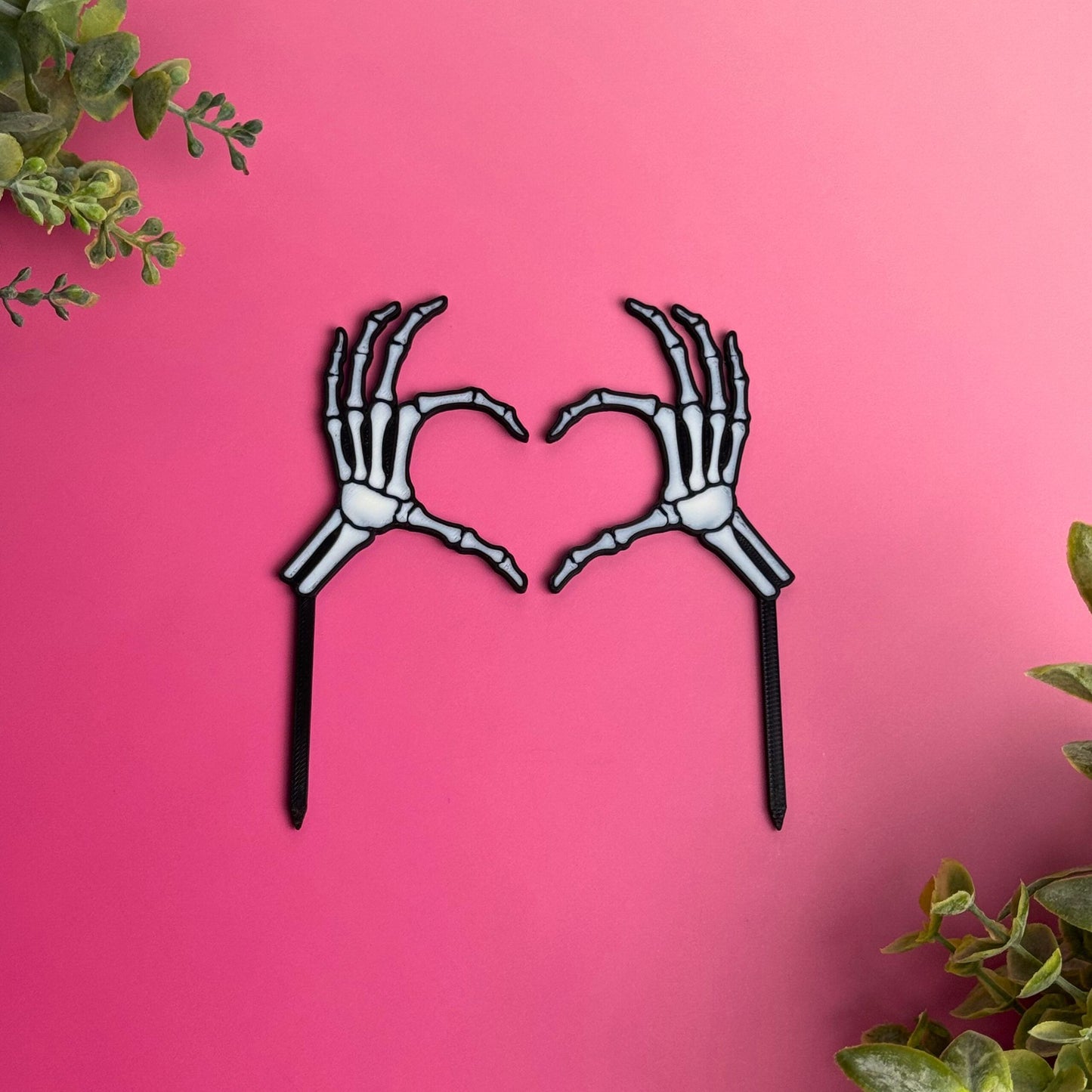 Skeleton Bone Heart Hands Plant Stakes for Houseplants