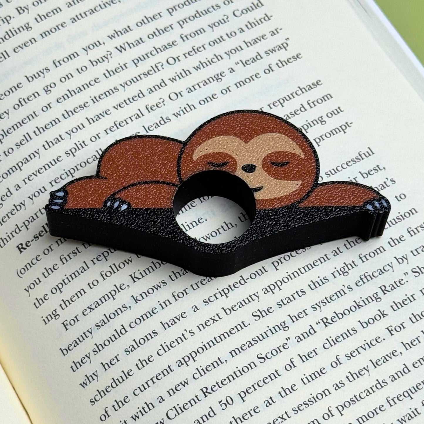 Sleepy Sloth Book Page Holder Ring