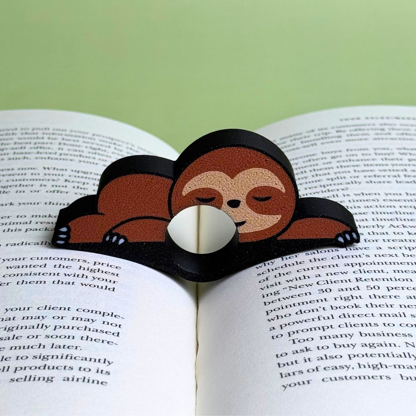 Sleepy Sloth Book Page Holder Ring