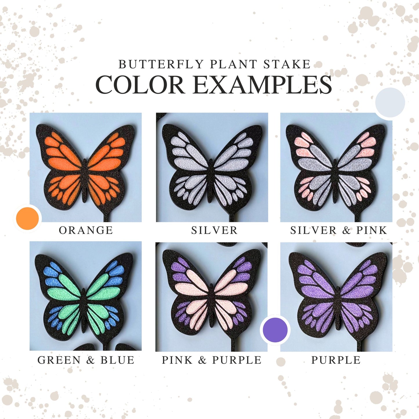Custom Colorful Butterfly Plant Stake Set of 2 for Houseplants