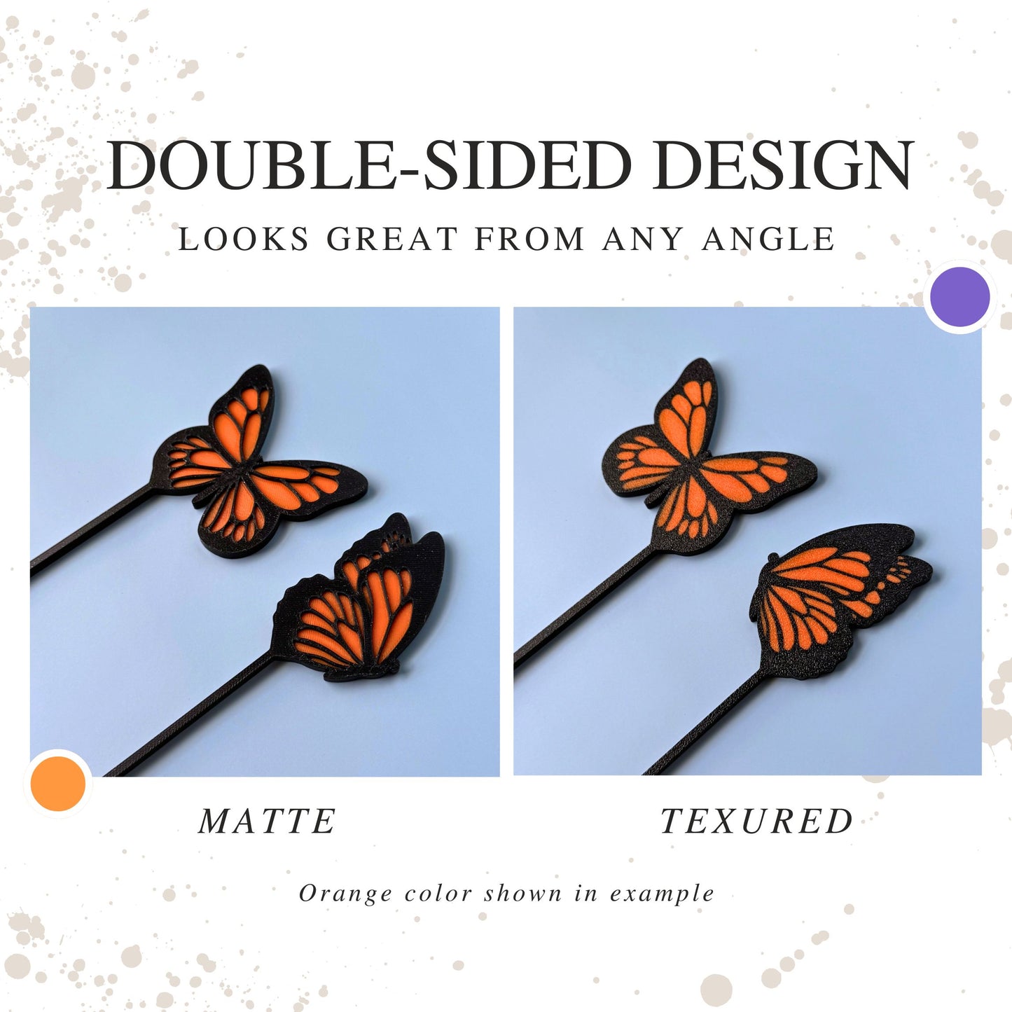 Custom Colorful Butterfly Plant Stake Set of 2 for Houseplants
