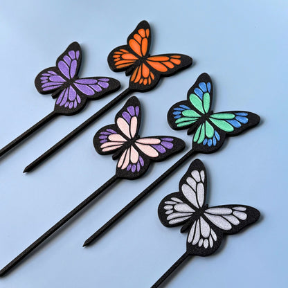 Custom Colorful Butterfly Plant Stake Set of 2 for Houseplants