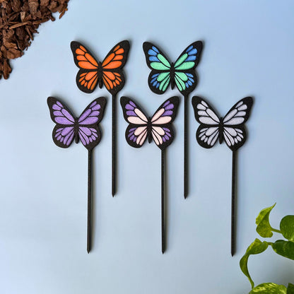 Custom Colorful Butterfly Plant Stake Set of 2 for Houseplants