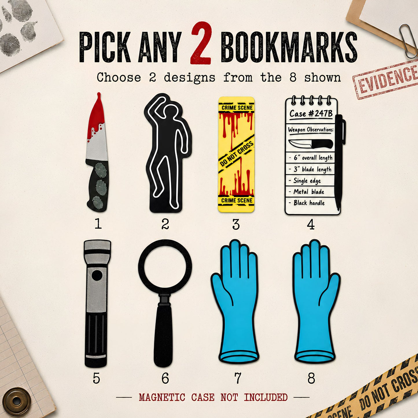 True Crime Bookmark Set | Magnetic Case Reader Gift