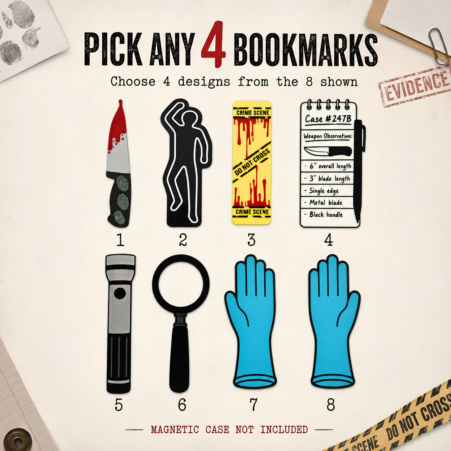 True Crime Bookmark Set | Magnetic Case Reader Gift