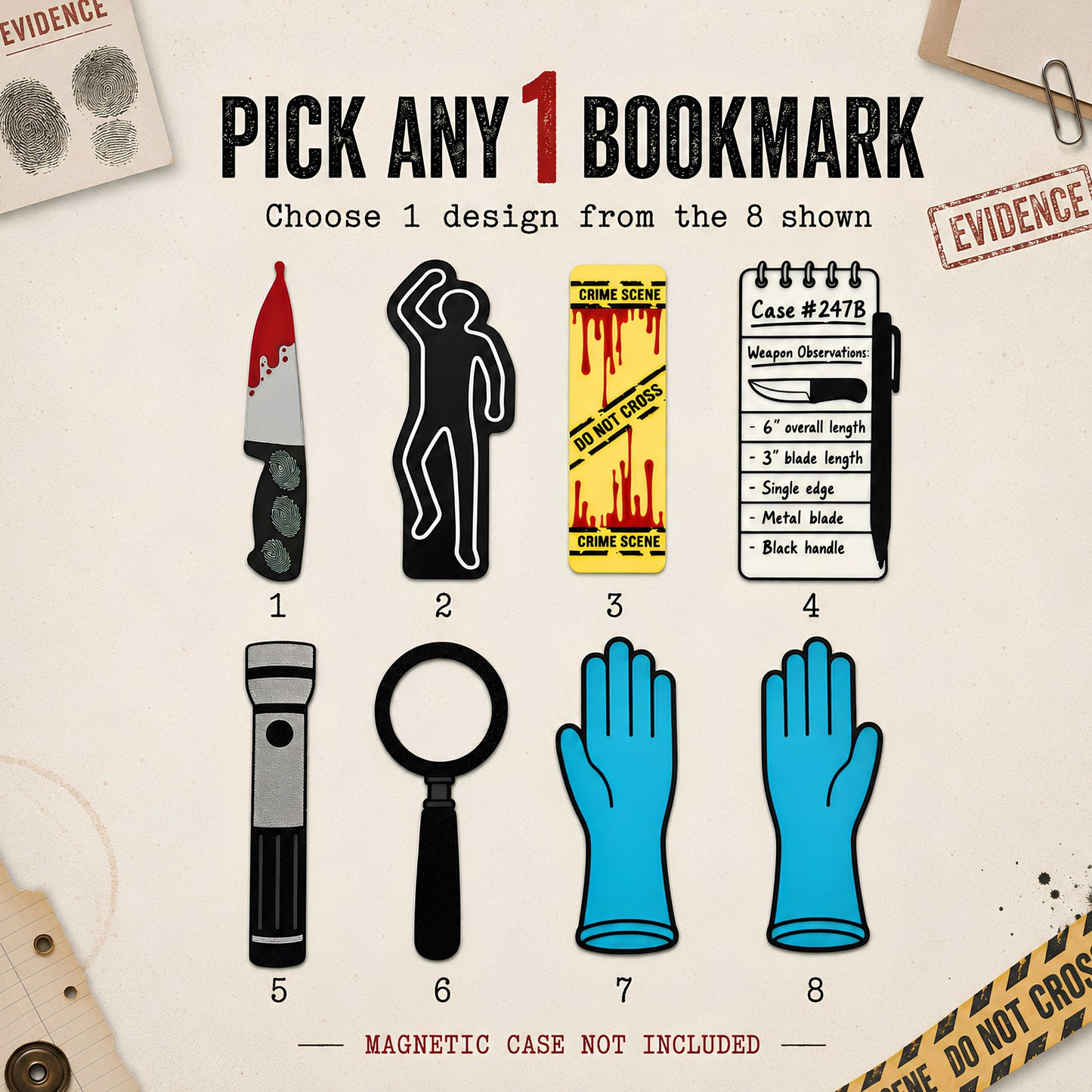 True Crime Bookmark Set | Magnetic Case Reader Gift