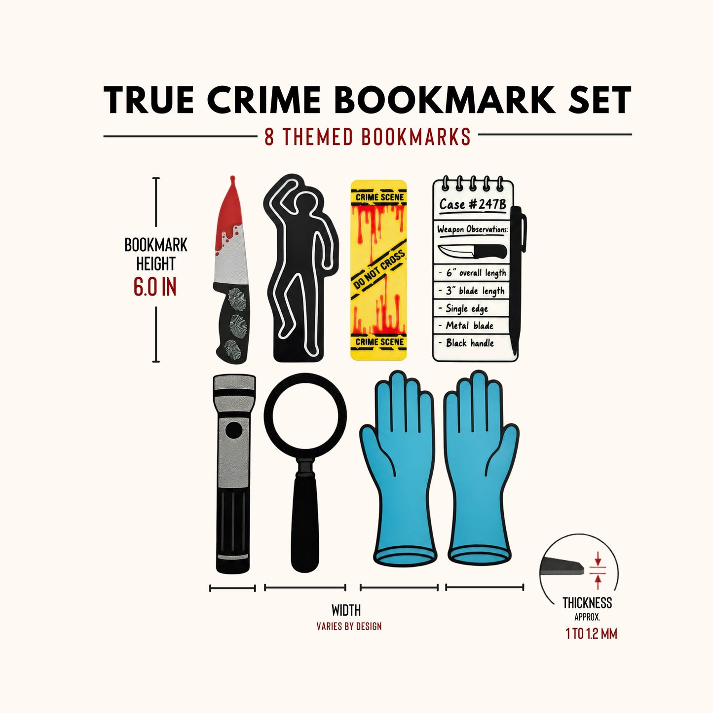 True Crime Bookmark Set | Magnetic Case Reader Gift
