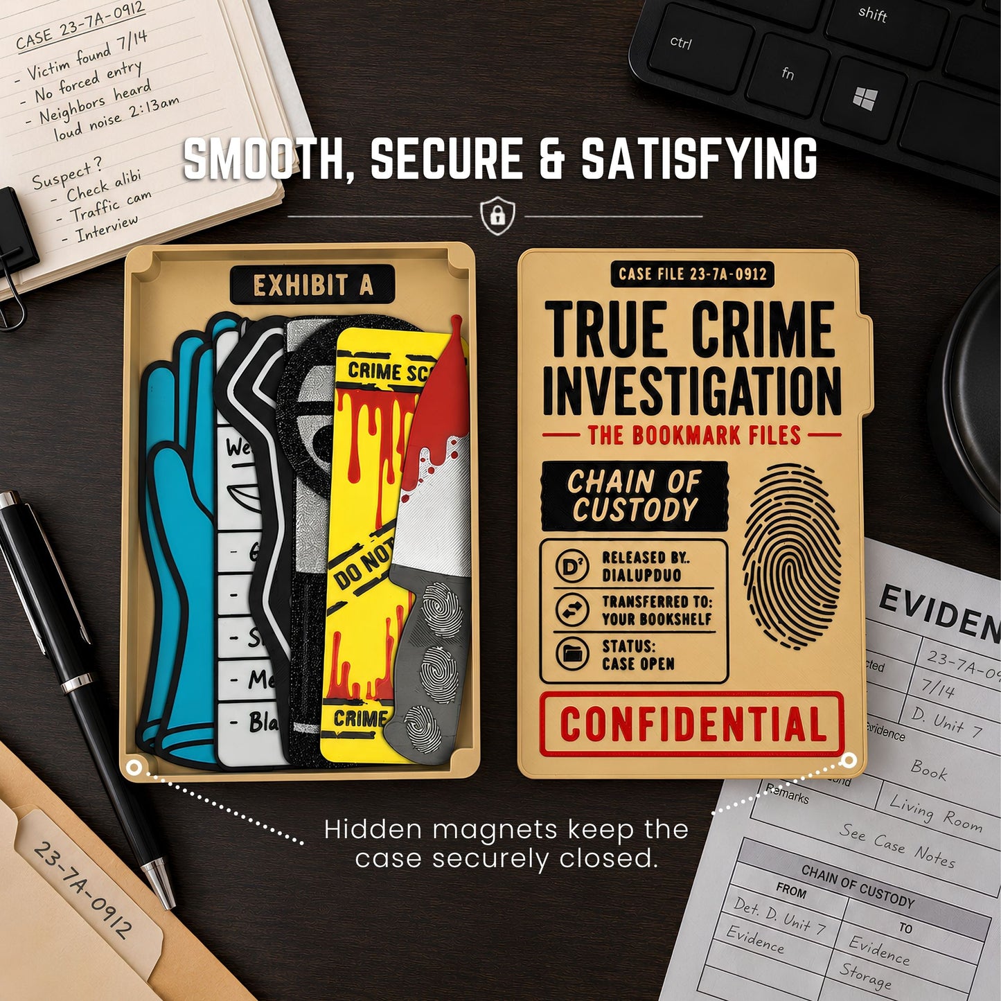 True Crime Bookmark Set | Magnetic Case Reader Gift