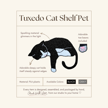 Tuxedo Cat Shelf Pet | Black and White Cat Shelf Decor