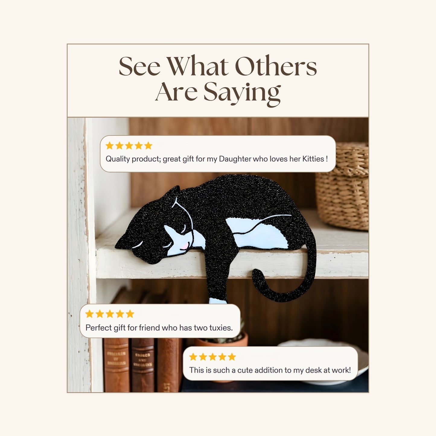 Tuxedo Cat Shelf Pet | Black and White Cat Shelf Decor
