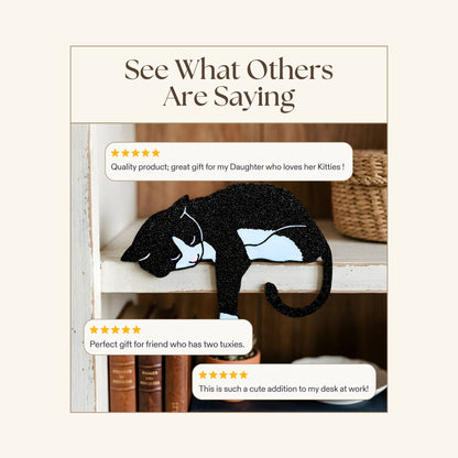 Tuxedo Cat Shelf Pet | Black and White Cat Shelf Decor