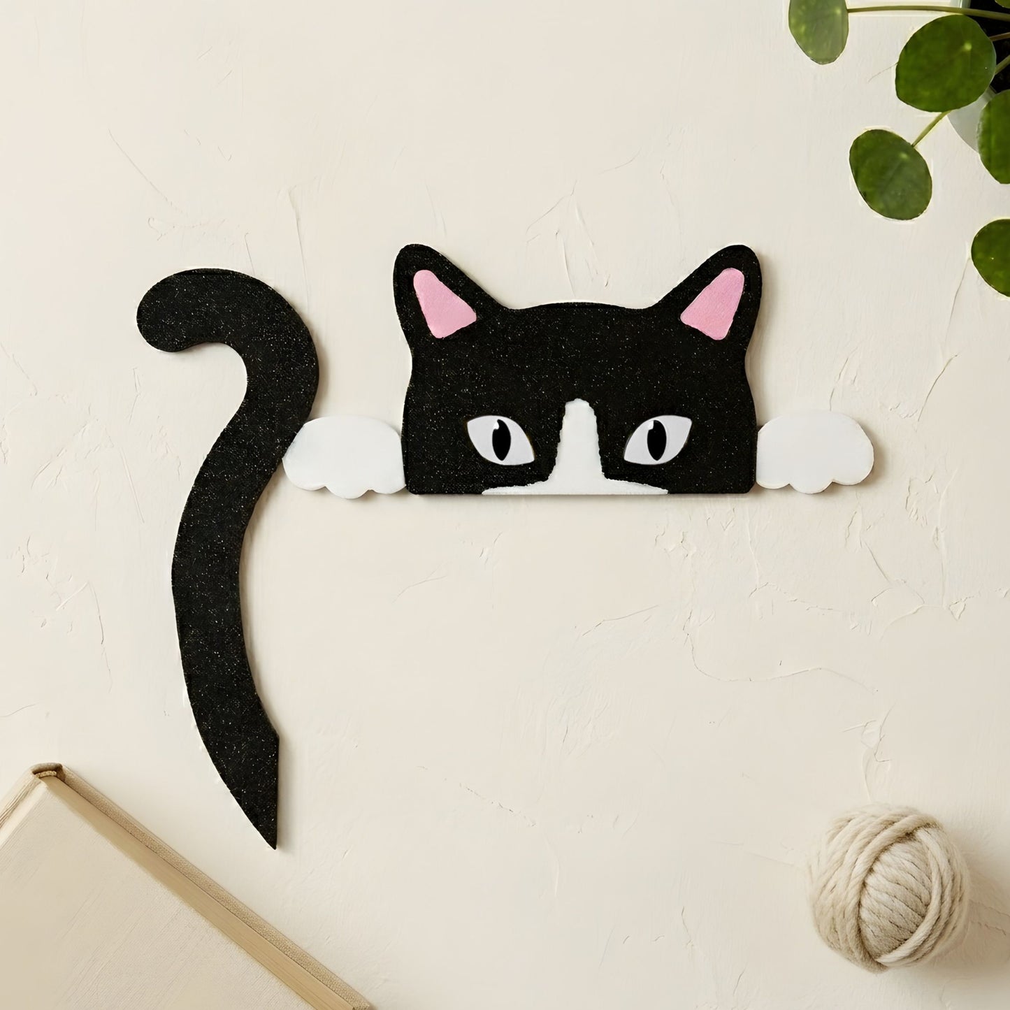 Tuxedo Cat Door Topper | Black and White Cat Wall Decor