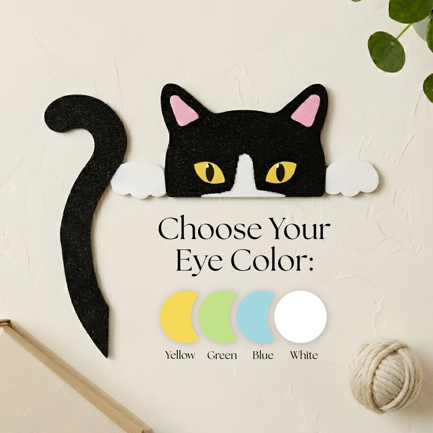 Tuxedo Cat Door Topper | Black and White Cat Wall Decor