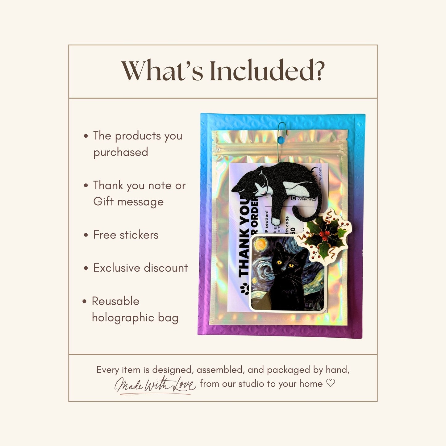 Tuxedo Cat Christmas Ornament with Adorable Toe Beans