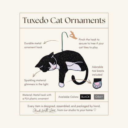 Tuxedo Cat Christmas Ornament with Adorable Toe Beans