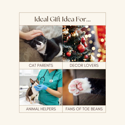 Tuxedo Cat Christmas Ornament with Adorable Toe Beans