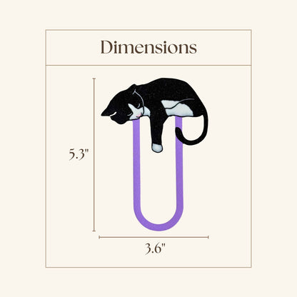 Adorable Black Tuxedo Cat Bookmark - Flexible Paperclip Design