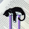 Adorable Black Tuxedo Cat Bookmark - Flexible Paperclip Design