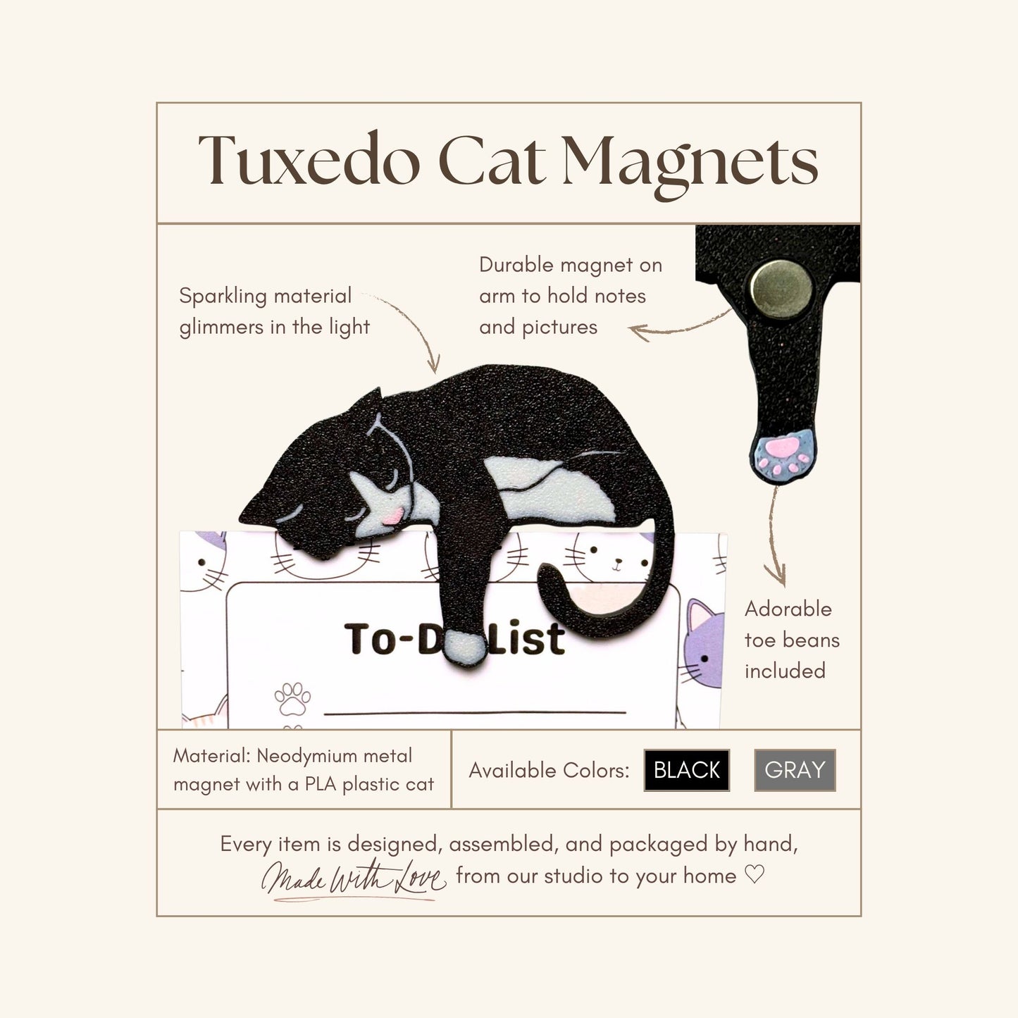 Adorable Tuxedo Cat Fridge Magnets