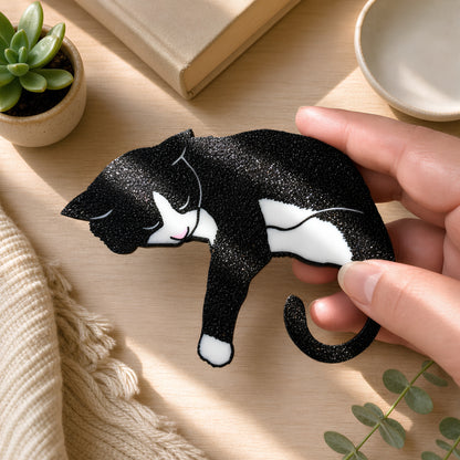 Tuxedo Cat Shelf Pet | Black and White Cat Lover Gift