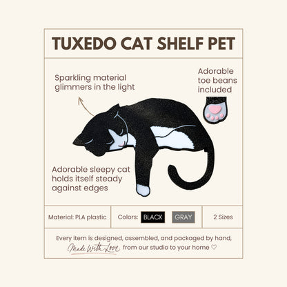 Tuxedo Cat Shelf Pet | Black and White Cat Lover Gift