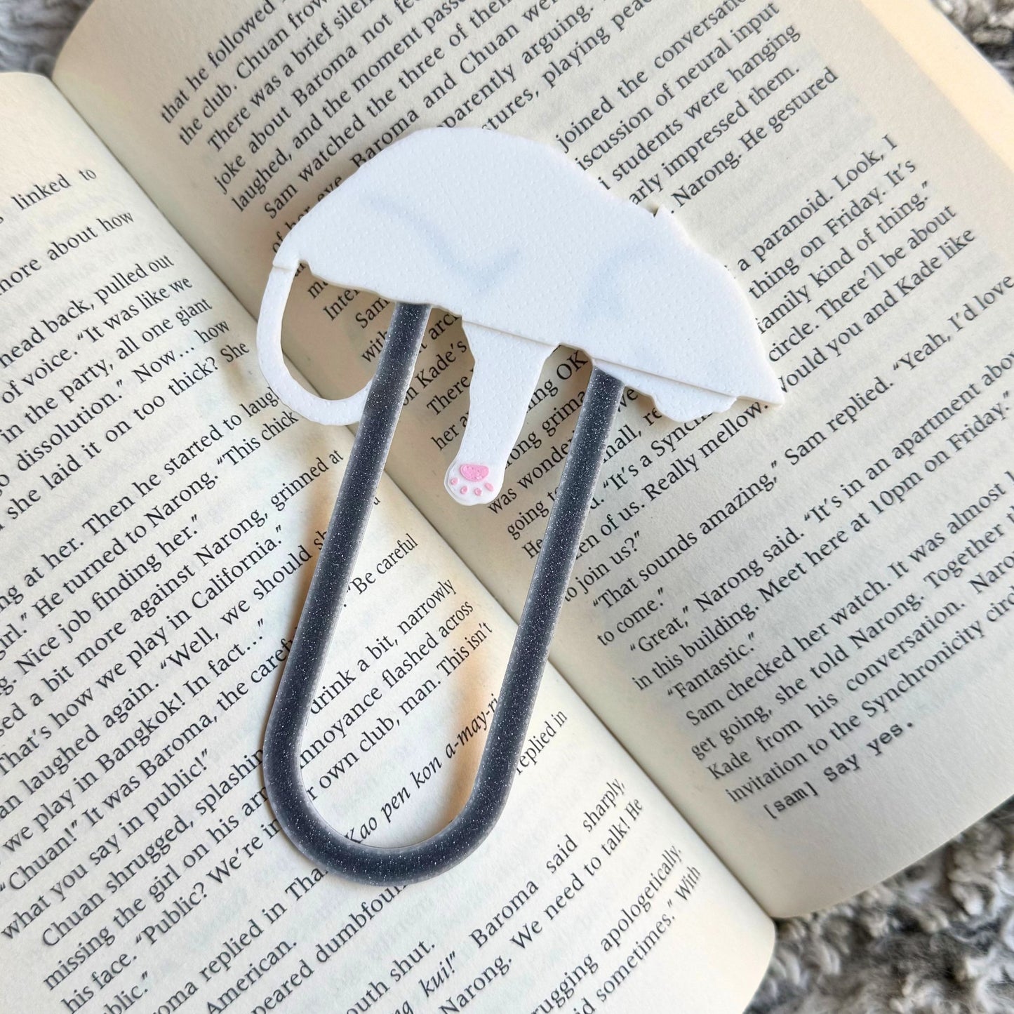 White Cat Bookmark | Sleepy Cat Reader Gift